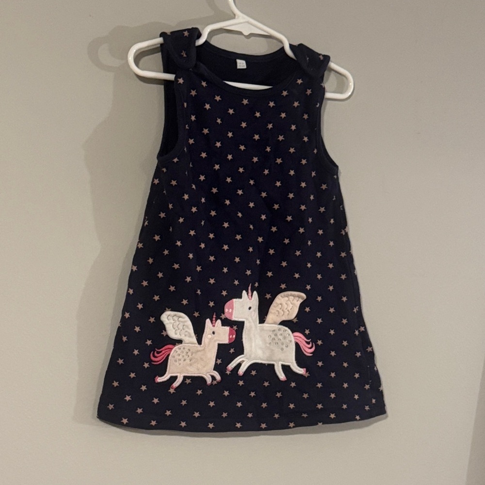 Adorable Pegasus Print Kids Dress